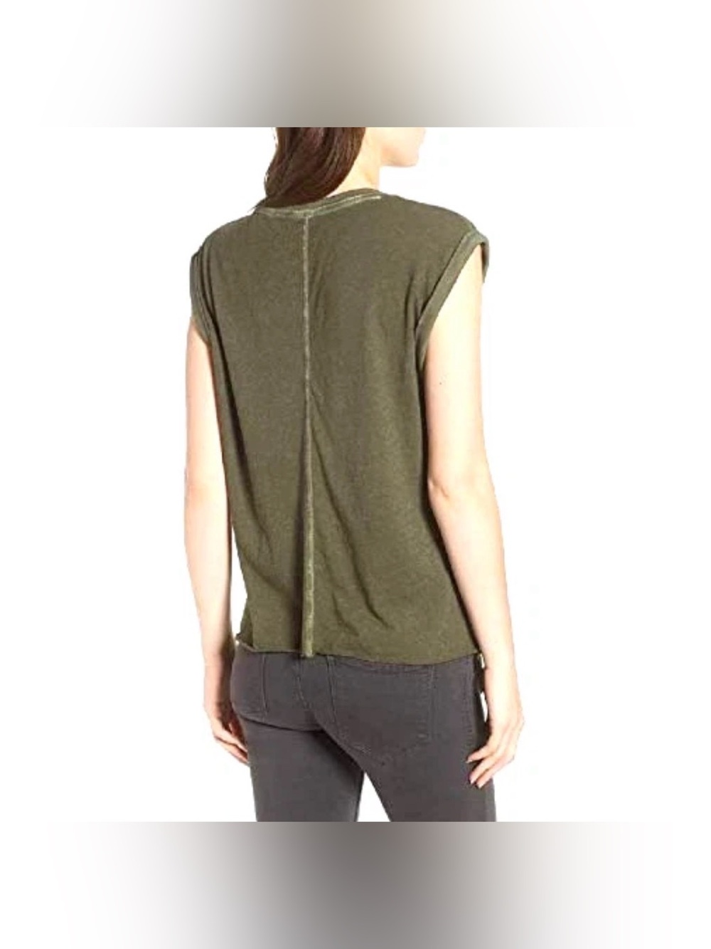 NWOT NEW Hudson Roll Sleeve Tank Top Dark Forest Cotton Linen Blend S Peru - Picture 5 of 10